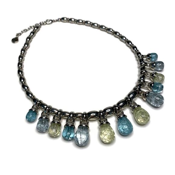NAPIER Silver-Toned Beaded Necklace with  Colored Hanging Beads with Bracelet - Picture 4 of 6